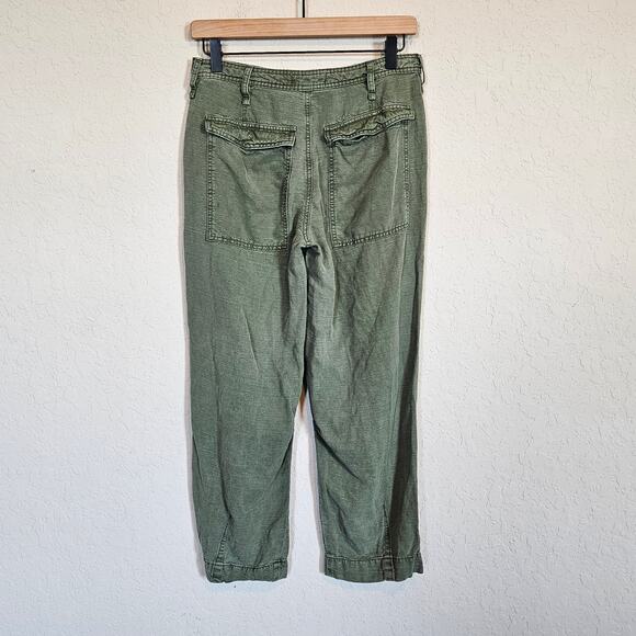 Anthropologie Audra Linen Blend Relaxed Comfy Ankle Utility Pants Womens 25 - Picture 3 of 13